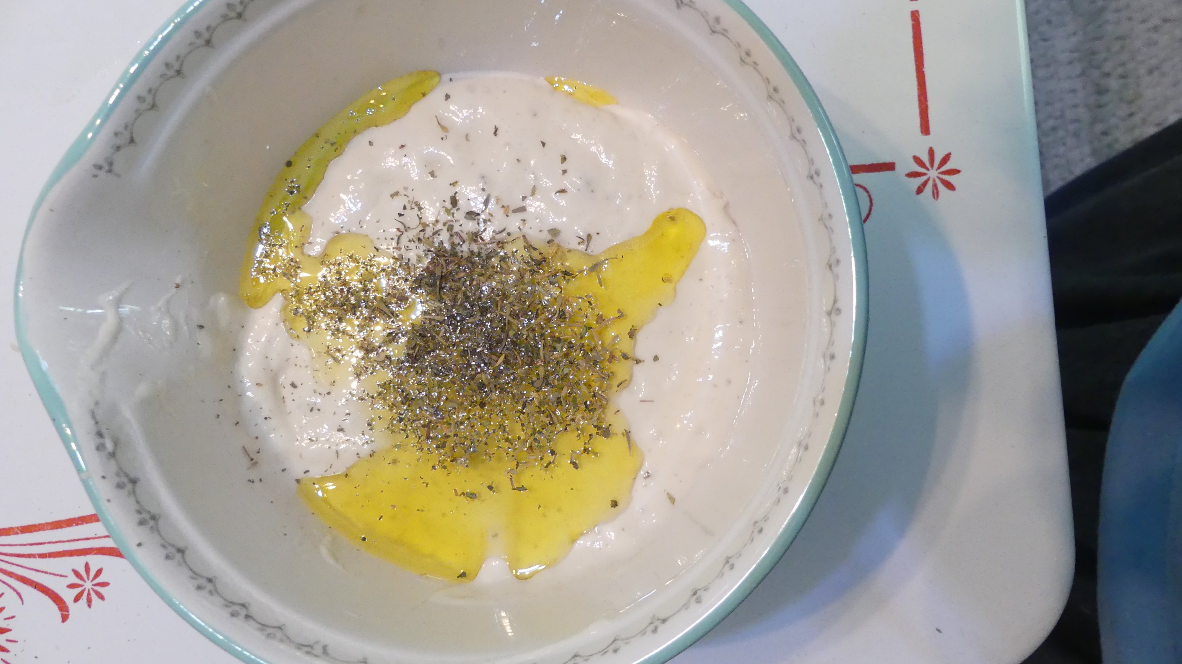 sourdough discard cracker batter in a bowl