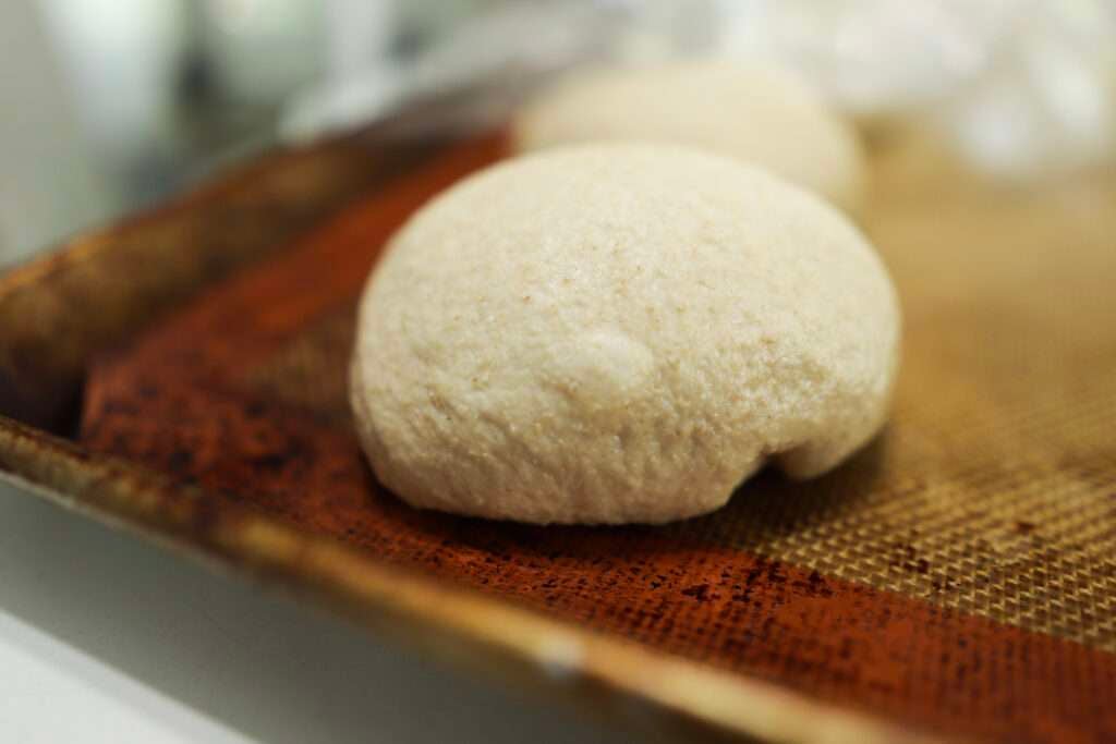 Dough with air bubble from fermentation