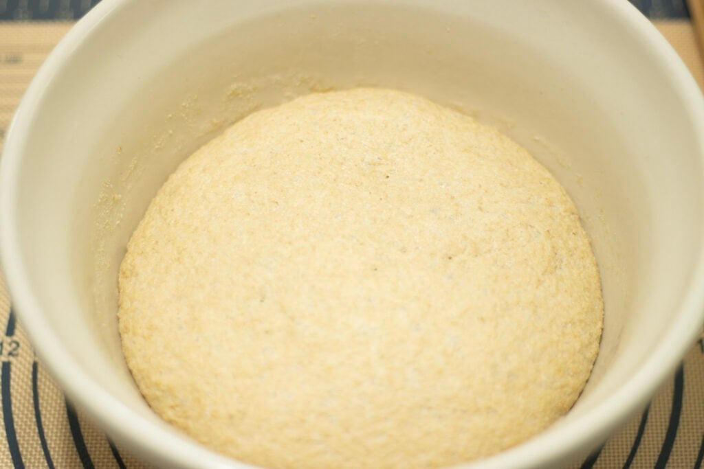 Risen dough in a bowl