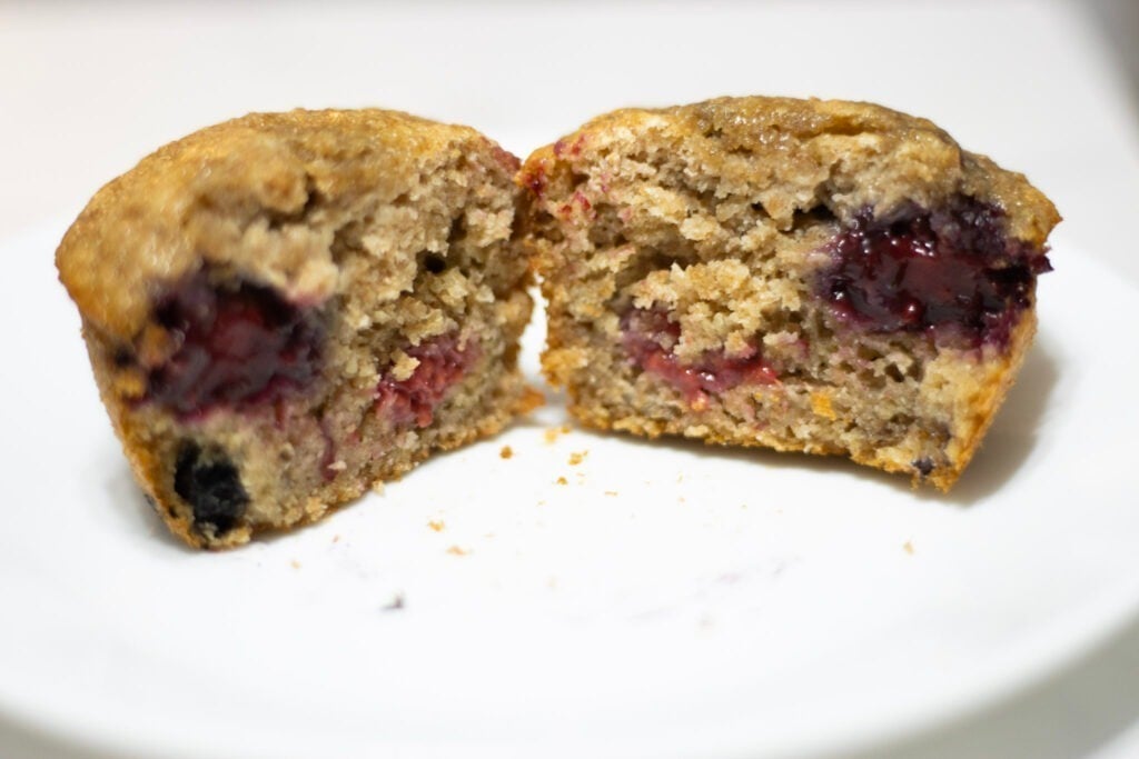 muffin cut into showing crumb