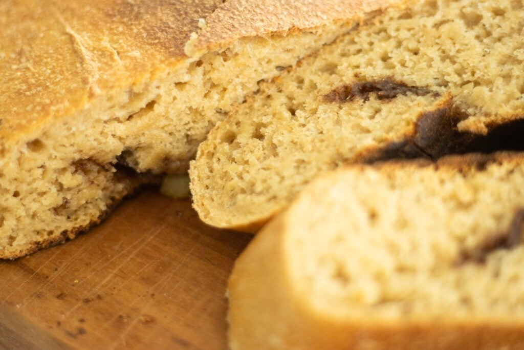 up close picture of crumb of bread
