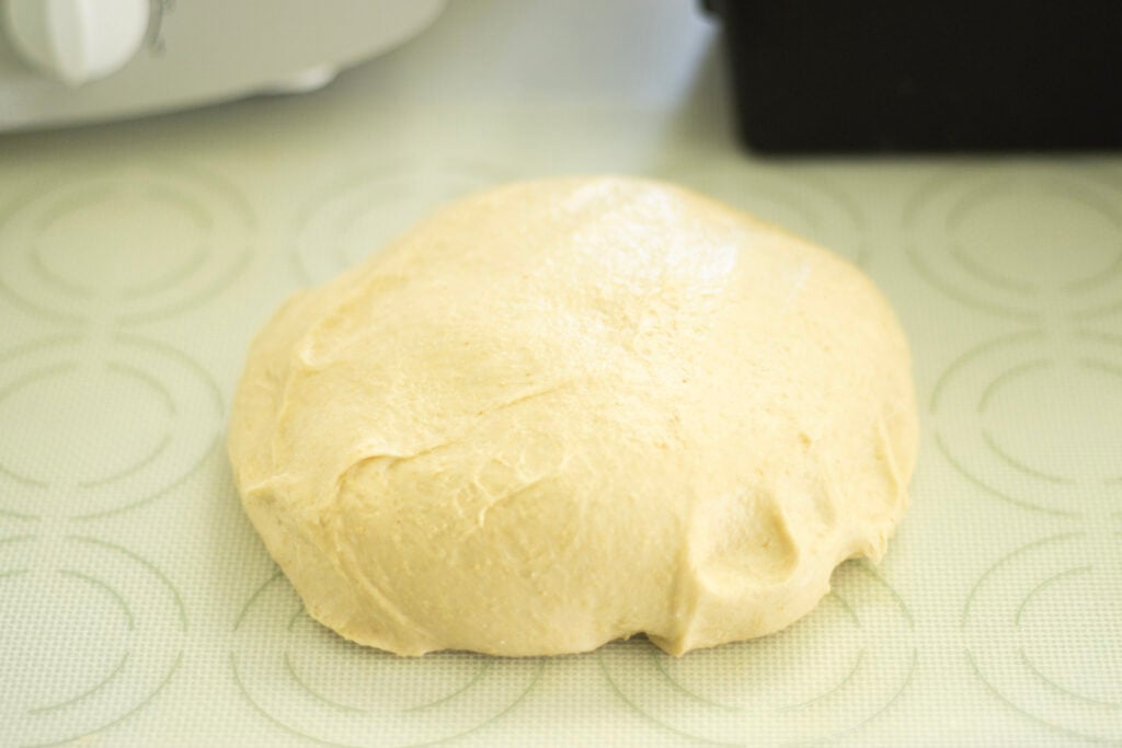 kneaded dough ball on counter