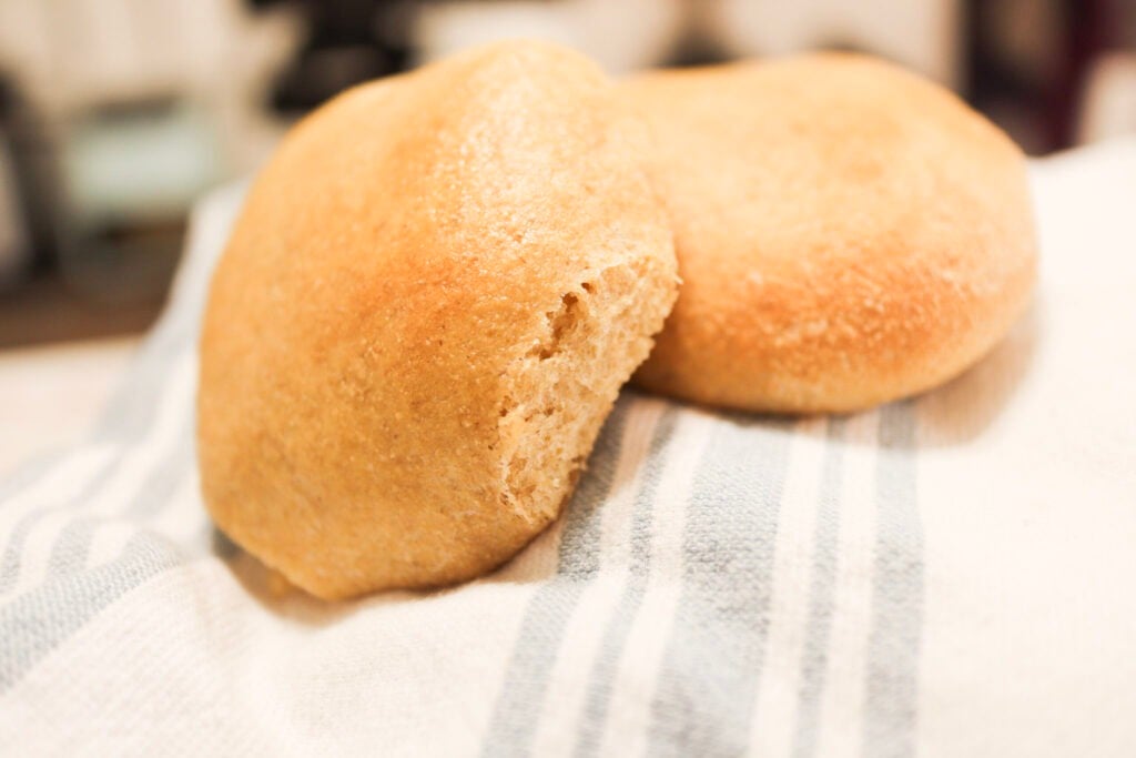 hamburger buns on a towel