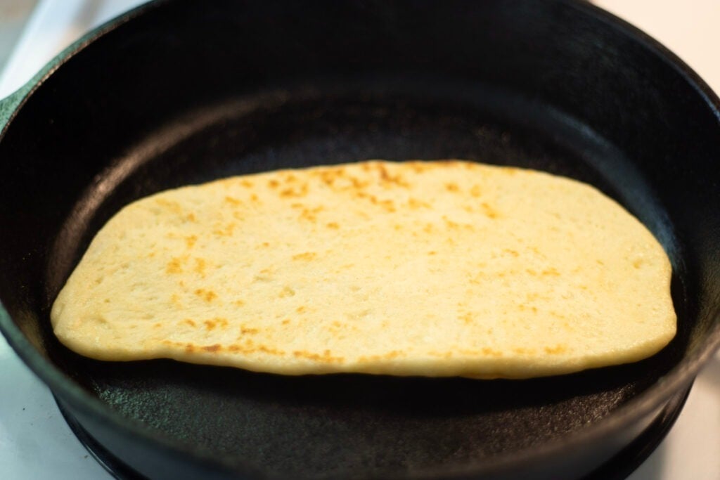 naan in frying pan