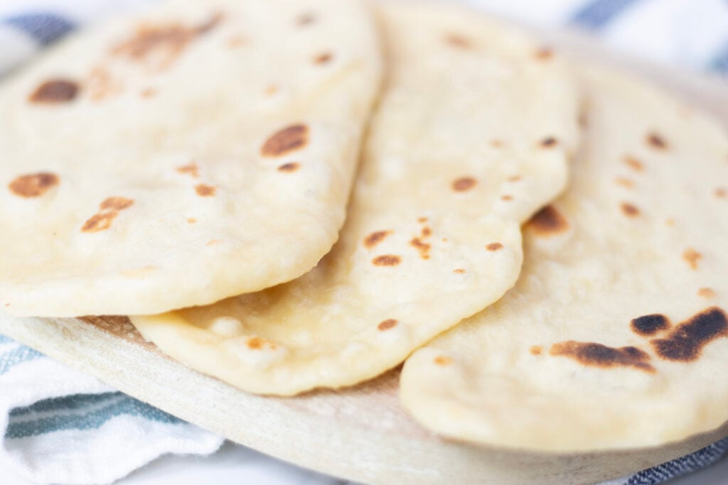 naan bread on cutting board