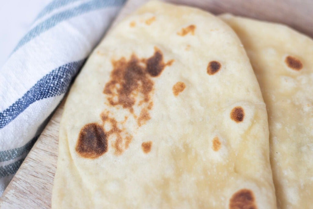 close up of naan bread