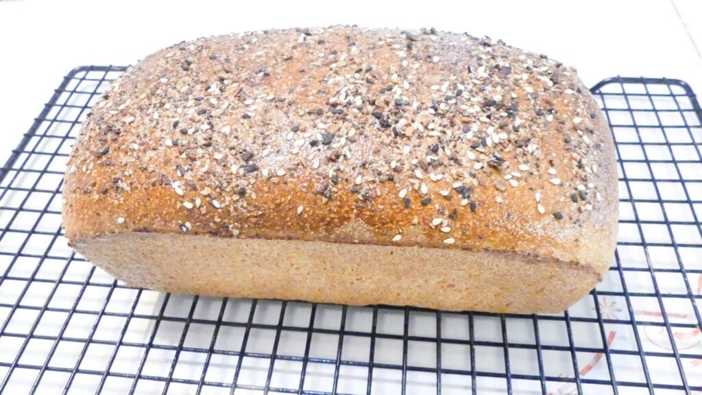loaf of bread on a cooling rack
