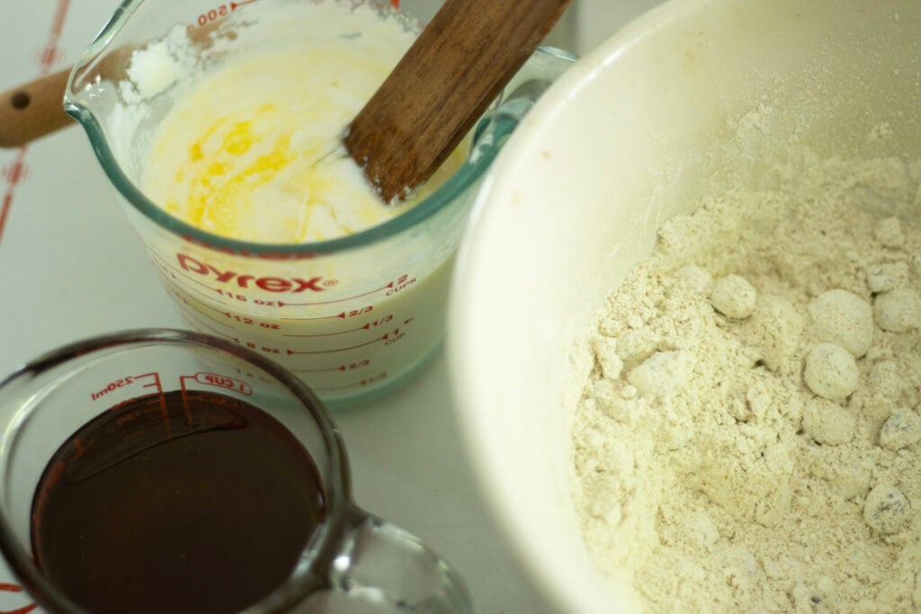ingredients for sourdough raspberry muffins