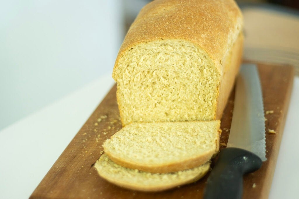 bread crumb shot on cutting board