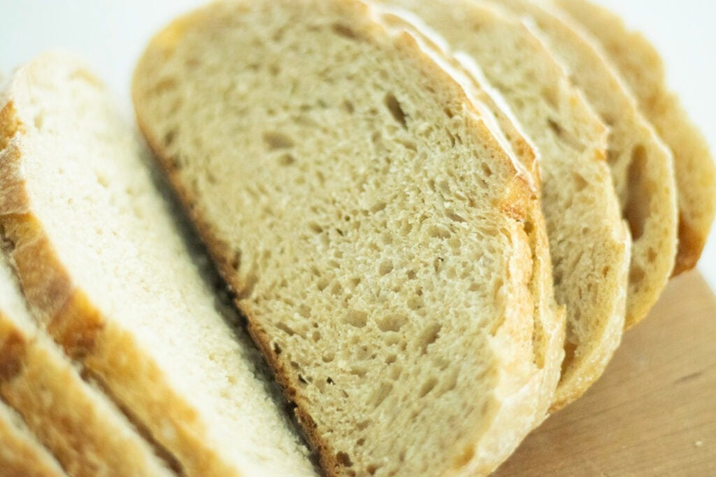 Crumb of sourdough loaf