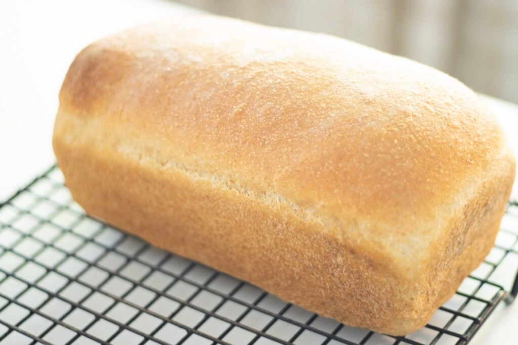 loaf of sourdough cinnamon swirl bread