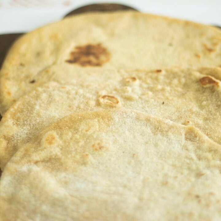 stack of 3 sourdough pumpkin tortillas
