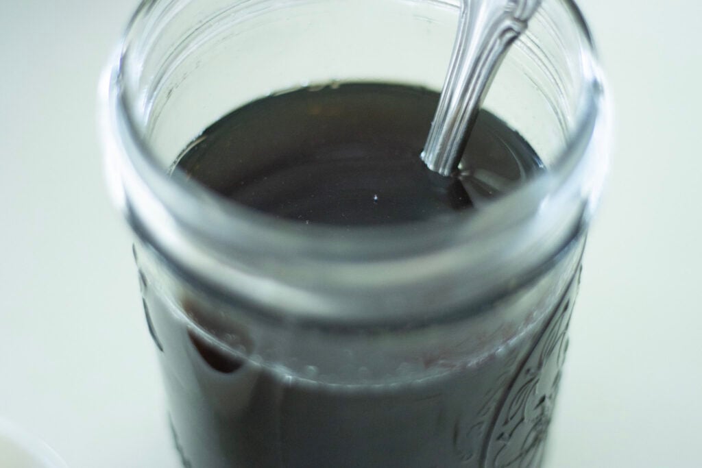 Mason jar with homemade pancake syrup