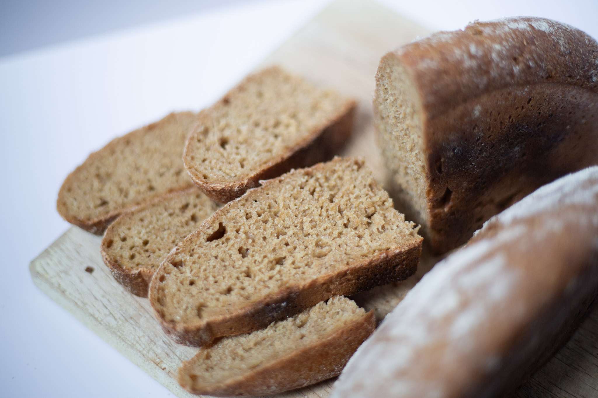 close up shot of crumb of sourdough einkorn bread
