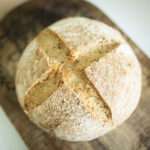 overhead shot of sourdough multigrain loaf