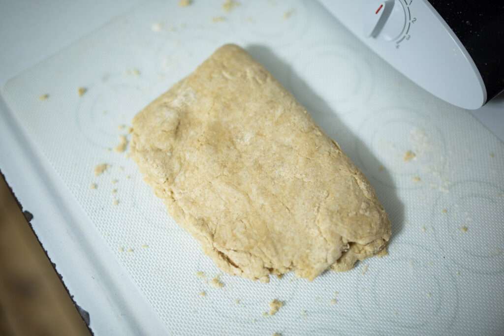 rolled out fresh milled biscuit dough