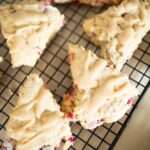 overhead shot of sourdough cranberry orange scones
