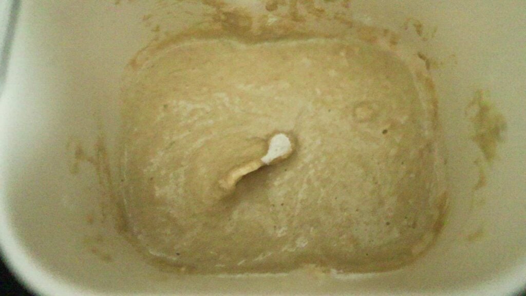 A sponge is mixed for a bread dough.